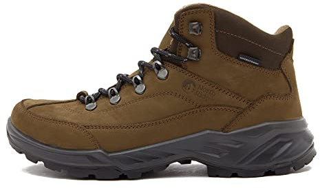 NORTH RIDGE Women’s Rambler Mid Walking Boots with High Traction Rubber Sole & Ankle Support, Durable Leather (Brown, UK Footwear Size System, Adult, Women, Numeric, Medium, 7)