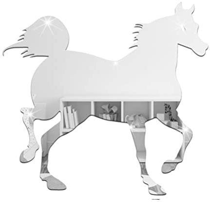 HOMSFOU Wandtattoo Pferd Klebespiegel Kinderzimmer Pferdespiegel Wandtattoos Spiegel Wandkunst Acrylspiegel Wand Dekorationen Pferde Wandtattoo Spiegelfläche Spiegel Aus Acryl 3D Haushalt