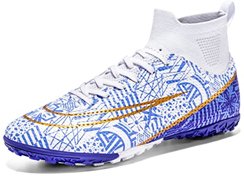 WEJIESS Herren Fußballschuhe High Top Spikes Jugend Outdoor-Training Fußballschuhe Professionelle sportliche Sportschuhe Turf Trainer