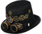 Unisex Piraten-Stil Steampunk Zylinder Hut mit Brille Steampunk Cosplay Karneval Halloween Kostüm Zubehör für Damen Herren (Schwarz, 61cm/24.02 inches)