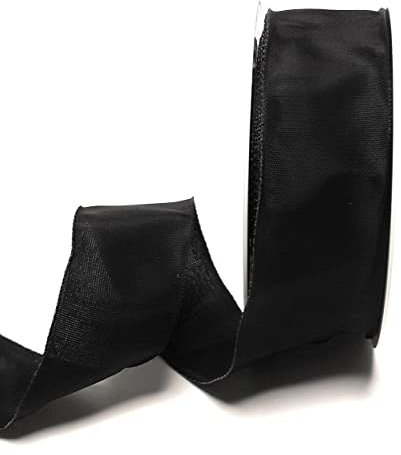 s.dekoda Schleifenband 25m x 40mm Schwarz Drahtband Geschenkband Dekoband Trauerband [2120]