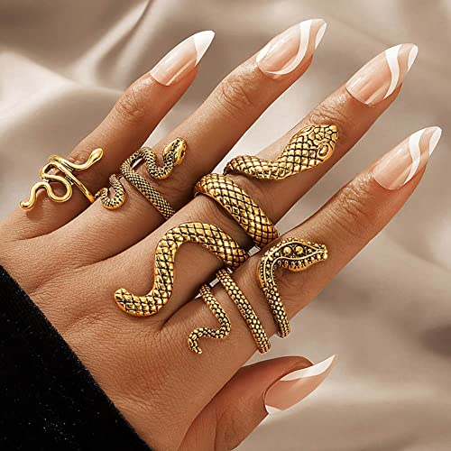 Clataly Vintage Schlange Offene Ringe Kristall Kreuz Index Finger Ring Pintail Ring Schmuck Geschenke für Frauen und Mädchen (Gold)