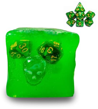 Power Beast Dungeon Gelatinous Cube + 7 Rollenspiel Würfel im Inneren, für Rollenspielwürfel, Dice Jail, Polyedrische Würfel, Wúrfel Set, D&D, Dungeon Master, Dungeons and Dragons, DND.
