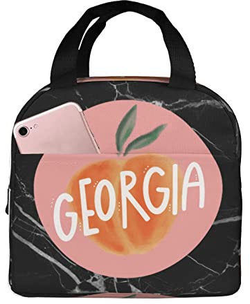 IUBBKI Georgia Peach Lunchtaschen, isolierte Lunchbox mit Tasche, wiederverwendbare Kühltasche für Picknick, Strand