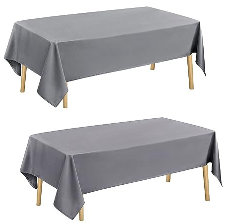 Hiasan Glatt Tischdecke Fleckenabweisend Tischtuch mit Lotuseffekt Leicht Wasserabweisend Tischwäsche, 2 Stück, Grau, 130x220cm