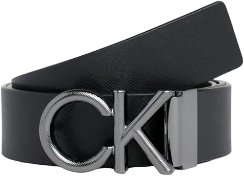 Calvin Klein Herren Gürtel aus Leder, Schwarz (Ck Black Saffiano), 110 cm