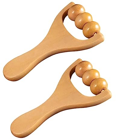 Lot de 2 rouleaux de massage à billes en bois, appareil de relaxation des muscles des jambes, convient pour hommes et femmes adultes