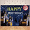 Magic Castle Schule Hintergrund Banner für Jungen Mädchen Zauberer Halloween Geburtstag Dekorationen, Halloween Hintergründe Blut Mond Nacht Sterne Hintergrund Kinder Happy Birthday Party Supplies