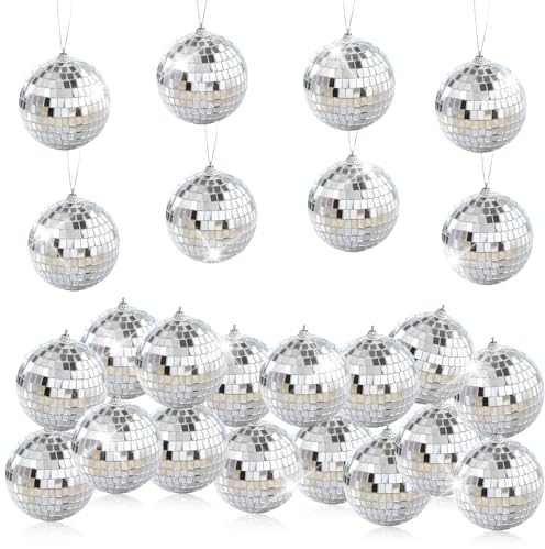 24 Stück Spiegel Disco Ball, Spiegelkugel zum Aufhängen, Coole und Lustige Party-DiscoKugel, Lichteffekt Disco Ball, für Lichteffekte, Party Deko, Mottoparty und Bar