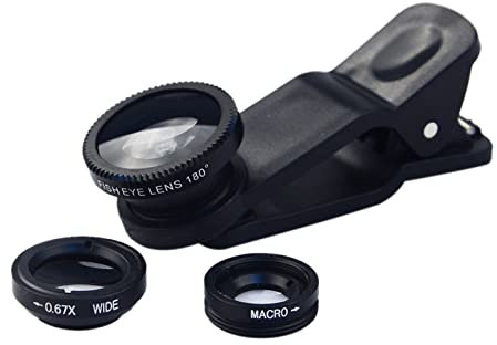Phone Camera Lens - Phone Camera Lens | Phone Camera Lens 180° Fisheye Lens + 10X Macro Lens + 0.67X Wide Angle Lens For Smartphone Clip-on Design