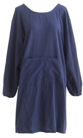 SAFWEL Breathable Refreshing Apron Cotton Apron Durable Waterproof Apron Long Sleeves with 2 Pockets for Cooking Kitchen (Color : Blue)