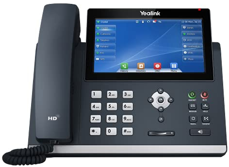 Yealink SIP-T48U Advanced IP Power Over Ethernet Corded Phone With Optima HD Voice Technology And 7 Inch LCD Touch Screen Colour Display Black (Renewed)