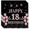 VReder Servietten 18 Geburtstag, Schwarz Roségold Papier Party Servietten, Happy Birthday 18. Servietten für Mädchen Frau Frauen Geburtstag Feiern Party Decorations 40 Stück