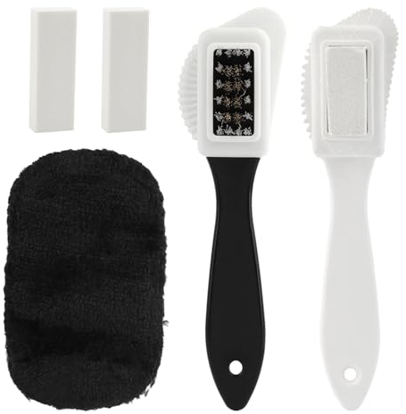 ZingNook 5pcs Suede Shoe Cleaning Brush Set, 4 Sided For Shoes Suede Brush Kit With Eraser Shoeshine Cloth, Multifunctional Nubuck Brass Bristles for Clean Decontamination Cleaning Tools