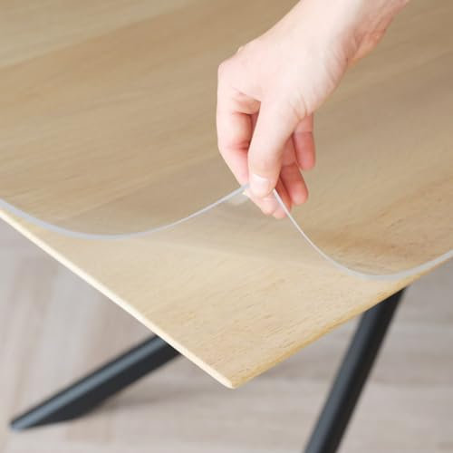 Trente Tischfolie 3mm dick - Tischschutz mit abgeschrägten Kanten - transparente Tischdecke Eckig - Schutztischdecke Größe wählbar - Schutzfolie Abwaschbar - 90x200