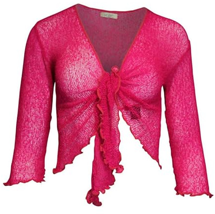 KIRAN FASHION Bolero da donna con maniche a 3/4, lavorato a maglia fine, elasticizzato, taglia unica