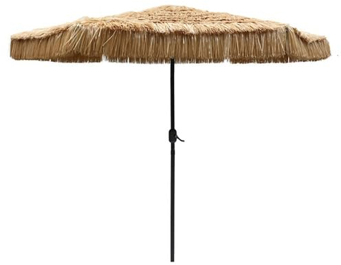 Sombrilla Hawai Jardin Playa 270cm,sombrilla de Paja de Jardín Portátil con Manivela para Jardín, Terraza y Piscina