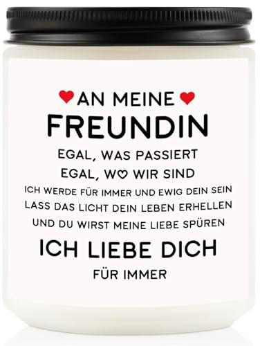 CadeauJoie Jahrestag Geschenk für Sie, 200g Lavendel Duftkerzen im Glas Inspiration Geburtstag Geschenke Valentinstagsgeschenk Jahrestag Geschenk Jubiläumsgeschenk für meine Freundin Ehefrau Frau