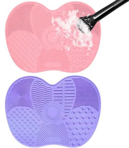 WHYCNJL 2 Pièces Tapis de Nettoyage de Brosse de Maquillage en Silicone avec Ventouse Brosse de Maquillage épurateur Tampon Brosses Cosmétiques Nettoyant Outil de Lavage Portable épurateur