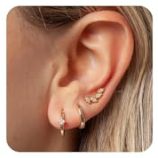 FUNEIA Ohrringe Silber 925 /14K Vergoldet Damen Klein Creolen Ohrstecker Silber Gold Set mit Zirkonia Stapelbar Wasserfest Stecker Hypoallergene Goldene Ohrringe Mehrere Piercings Ohrlöcher Schmuck