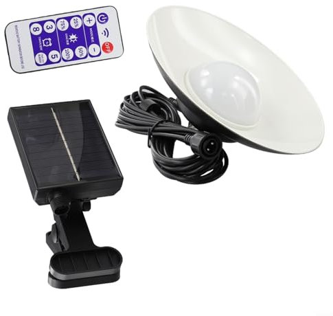 Lampada da esterno per ombrellone, pannello solare con telecomando, dimmerabile, luce per esterni (tre colori)