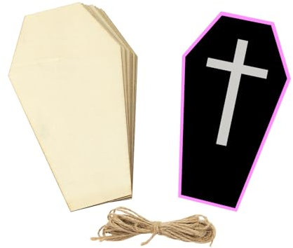 20 Stück 15,2 cm große Holz-Sarg-Ausschnitte, unlackiertes Holz, Halloween, Sarg, Basteln, Holzsarg, hängende Ornamente, DIY, Sarg, Geschenkanhänger für Zuhause, Party, Dekoration, Bastelprojekt