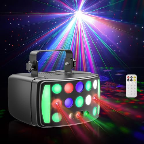 Lumière de scène DJ, lumière de discothèque 4 en 1 avec lumière stroboscopique RGBW Led Rouge, vert Parfait pour les mariages, les bars, les clubs, les discothèques et les festivals