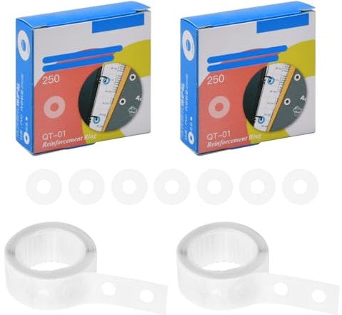 Dokeno 500 Piezas Pegatinas de Refuerzo de Agujeros, Anillos de Refuerzo para Papel de Hojas Sueltas, Autoadhesivas Etiquetas de Refuerzo para Oficina Escuela Hogar (Transparente)