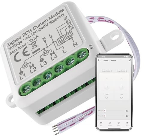 EMOS GoSmart Rolladenschalter-Modul/Zigbee Smart Switch mit App, Unterputz Relais-Schalter zur Rolladensteuerung, Sprachsteuerung der Jalousien mit Alexa & Google Home, für Doppelschalter