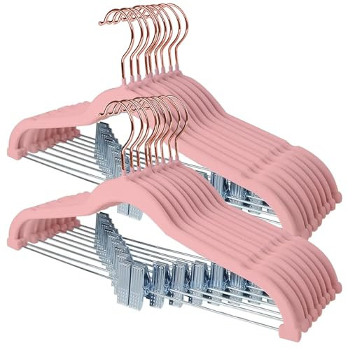Stormix Grucce Per Pantaloni Confezione Da 18 Grucce Per Gonne Vevlt Con clip Grucce Antiscivolo Per Grucce Resistenti Per Pantaloncini Pantaloni Gonne Abiti Giacche Rosa (Gancio oro Rosa)