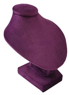 SCIKHEFT Mini-Schmuckständer für Anhänger, Büste, weißer PU-Halter, schwarzer Samt, Schaufensterpuppe, Halskettenständer, Holz, Hochformat, 12 cm (lila)