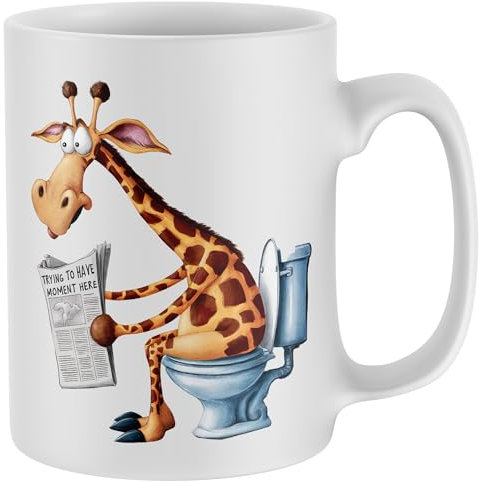 Purple Print House Funny Giraffe Mug Trying TO Have a Moment Here Toliet Men Women Birthday Christmas Coffee Tea Cup Gift