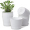 MUAEEOK 18CM 6 Pack Plant Pots Indoor Plastic Planters with Drainage Holes and Saucers for Indoor Outdoor House Plants and Flowers Modern Decorative Planter Pot for All House Plants (White)