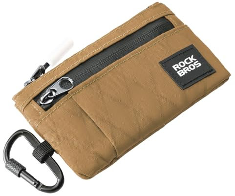 ROCKBROS Porte-Cartes pour Homme et Femme, Portefeuille Petit Multifonctionnel Portable Porte Monnaie avec Porte-clés, Kaki