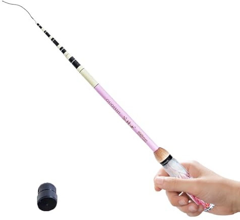 Canna da pesca telescopica in fibra di carbonio, canna da pesca telescopica, portatile, da viaggio, per acqua dolce e salata, con custodia (rosa, 1,2 m)