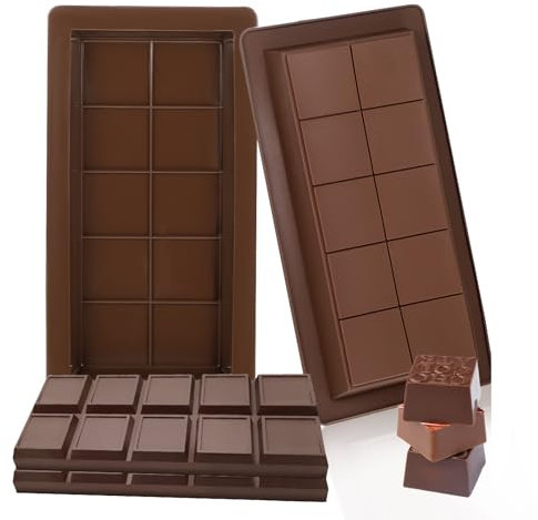 Ptwola Lot de 2 moules à barres de chocolat antiadhésifs pour bonbons farcis, grands moules en silicone épais pour remplir des collations faites maison, lait, pistache