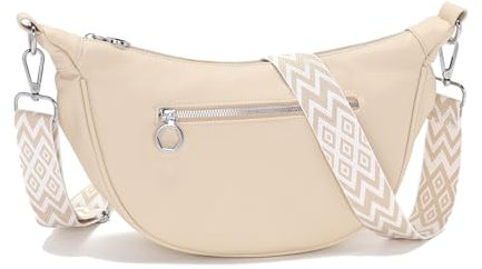 Vezluax borsa a tracolla impermeabile marsupio donna elegante borsa mezzaluna PU pelle crossbody con scomparti interni beige