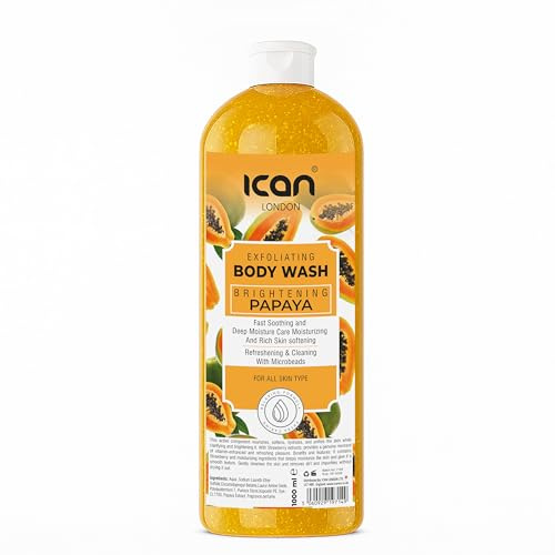 Ican London Papaya Brightening, Exfoliating Body Wash, 1000ml