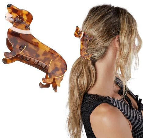 Cosmeria Dackel Haarspange Für Damen Und Mädchen, Lustige Volumen Spange Aus Hochwertigem Acetat, Perfekte Hund Haarspange Für Alle Anlässe Und Dackel Liebhaber