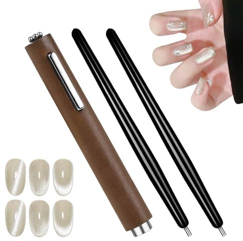 3Pcs Cat Eye Nail Magnet Magnetic Pen Tool Sets 3 In 1 Multifunctional Powerful Magnetic Cat Eye Gel Nail Polish Steel Ball Suction Art Design Accessories Wood Tools for Home Diy Salon Studio