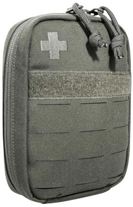 Tasmanian Tiger TT Tac Pouch Medic kompakte, Molle-kompatible Erste Hilfe IFAK Tasche mit Patch-Fläche 16 x 12 x 4 cm (Steingrau-Oliv IRR)