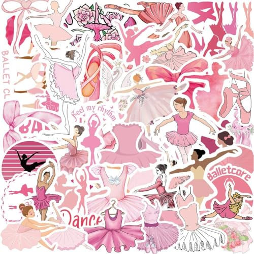 Abbdbd 50 Stück Ballett-Aufkleber Für Laptop, Scrapbook, Bewegungen, Vinyl, Wasserfest, Ästhetische Aufkleber Für Teenager Und Erwachsene