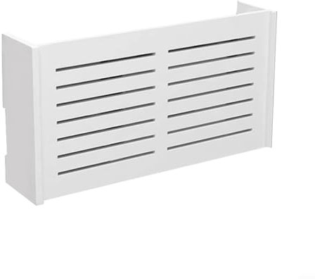 HEIBTENY Wall-Mounted WiFi Router Storage Box Wireless Cable Organizer TV Accessories Holder Heat Dissipation Rack For Living Room White