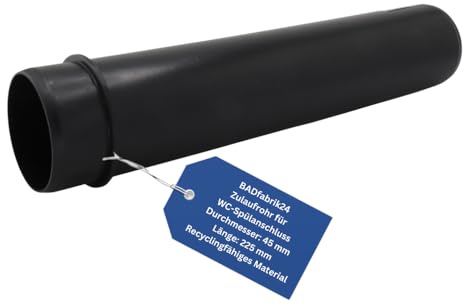 BADfabrik24 WC-Zulaufrohr 45×225 mm mit Bund – Anschlussrohr für Wand-WC, langlebig & passgenau