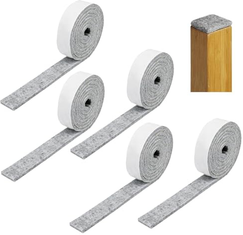 Fyrdm 5 Stück 2 x 100 cm Filzstreifen Selbstklebend, Filzband Selbstklebend | Filzgleiter Selbstklebends Streifen, Filzgleiter Rolle, Filzgleiters Selbstklebends zum Zuschneiden, für Stühle, Tische,Türen