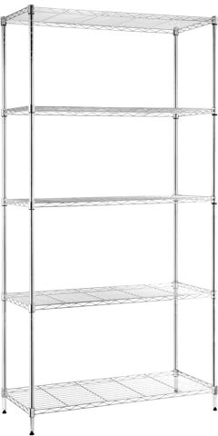 Nilpferd Metallregal mit Rollen, 5 verstellbare Ebenen, 180 x 90 x 40 cm