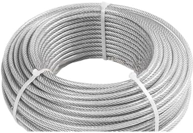 BOJHGO Câble métallique en Acier Inoxydable 304 de 2 à 6 mm, 50 m, avec revêtement PVC Transparent, utilisé for Les Cordes Linge, etc Maison(6.0mm)