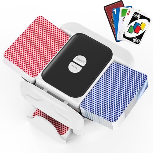 Holiky Kartenmischmaschine Elektrische für 2 Kartendecks, 2600 mAh Leise Shuffling-Maschine, Mischmaschine Karten Automatik- und Manuellem Modus für UNO, Poker, Texas Hold Em, Skyjo, Blackjack