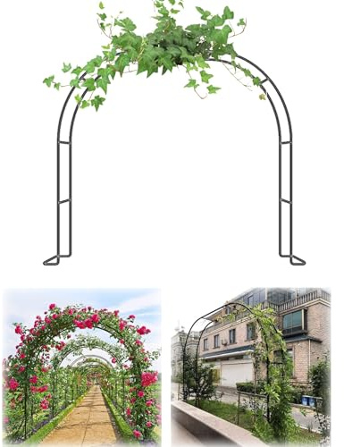 Metall Garten Pergola mit Rankgitter Bogen für Kletterpflanzen und Rosen - Wetterbeständig Perfekt für Hochzeiten und Partys (Schwarz 240x220cm/7.9x7.2ft)