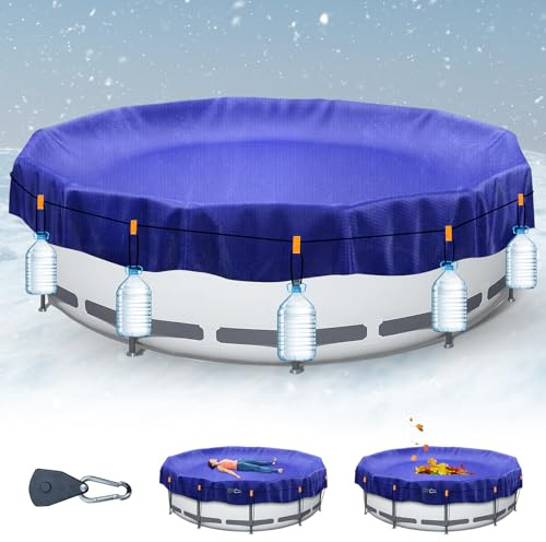 Cubierta de piscina redonda de 305 cm (para diámetro de 280 – 305 cm) | 2 en 1 lona para piscina resistente a los rayos UV para verano e invierno, cubierta redonda para piscina de metal y marco prisma
